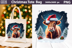 Highland Cow Tote Bag | Christmas Sublimation Product Image 1