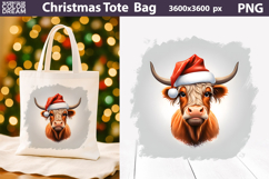 Highland Cow Tote Bag | Christmas Sublimation Product Image 1