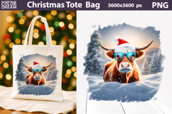 Highland Cow Tote Bag | Christmas Sublimation Product Image 1