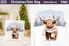Highland Cow Tote Bag | Christmas Sublimation Product Image 1