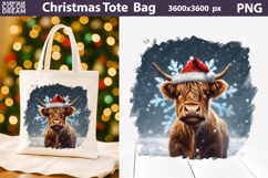 Highland Cow Tote Bag | Christmas Sublimation Product Image 1