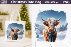 Highland Cow Tote Bag | Christmas Sublimation Product Image 1