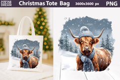 Highland Cow Tote Bag | Christmas Sublimation Product Image 1