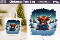 Highland Cow Tote Bag | Christmas Sublimation Product Image 1