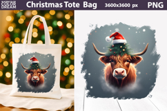 Highland Cow Tote Bag | Christmas Sublimation Product Image 1