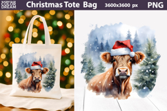 Highland Cow Tote Bag | Christmas Sublimation Product Image 1