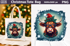 Highland Cow Tote Bag | Christmas Sublimation Product Image 1