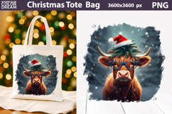 Highland Cow Tote Bag | Christmas Sublimation Product Image 1