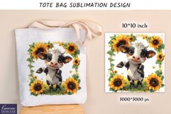 Floral Baby Cow|Happy Animal Tote Bag Sublimation Product Image 1