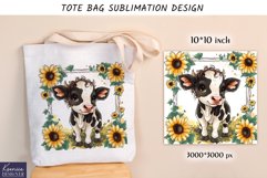 Floral Baby Cow|Happy Animal Tote Bag Sublimation Product Image 1