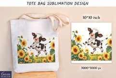 Floral Baby Cow|Happy Animal Tote Bag Sublimation Product Image 1