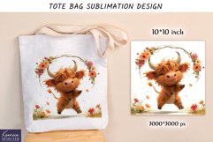 Floral Baby Cow|Happy Animal Tote Bag Sublimation Product Image 1