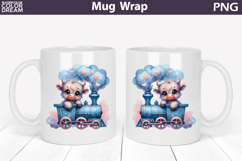 Cute Baby Highland Cow Train Mug Wrap | Sweet Animal Design Product Image 1