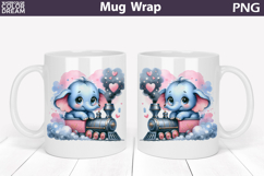Cute Baby Elephant Train Mug Wrap | Sweet Animal Design Product Image 1