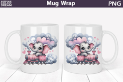 Cute Baby Elephant Train Mug Wrap | Sweet Animal Design Product Image 1