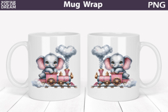Cute Baby Elephant Train Mug Wrap | Sweet Animal Design Product Image 1