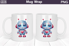 Cute Love Robot Mug Wrap Sublimation Product Image 1