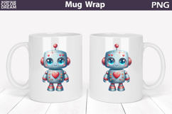 Cute Love Robot Mug Wrap Sublimation Product Image 1