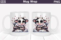 Cute Baby Cow Train Mug Wrap | Sweet Animal Design Product Image 1