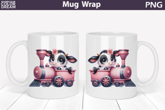 Cute Baby Cow Train Mug Wrap | Sweet Animal Design Product Image 1
