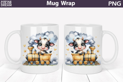 Cute Baby Cow Train Mug Wrap | Sweet Animal Design Product Image 1