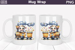 Cute Baby Cow Train Mug Wrap | Sweet Animal Design Product Image 1