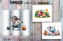 Watercolor funny cow Sublimation Tumbler Wrap 20 oz Product Image 1