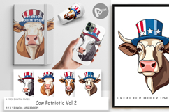 Digital Paper Cow Patriotic Product Image 1