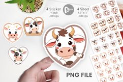 Sticker Heart Cow Product Image 1
