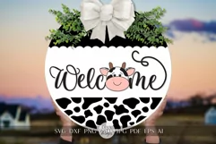 Welcome SVG Cute Cow Door Hanger svg Cow svg Farm svg Product Image 1