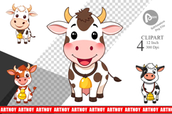 Cow with Bell Clipart Product Image 1