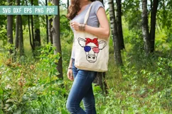 Cow Head SVG | Cow with glasses bandana| 4th of July SVG Product Image 3