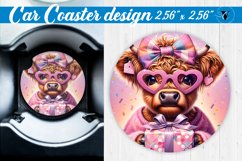Car Coaster | Highland Cow | Birthday Gift Product Image 1