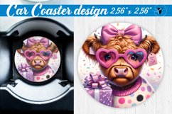 Car Coaster | Highland Cow | Birthday Gift Product Image 1