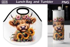 Tote Lunch Bag And Tumbler | Highland Cow Lunch Bag Product Image 1