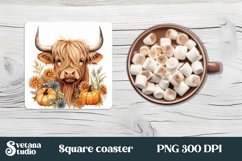 Highland cow sunflower square coaster Product Image 1