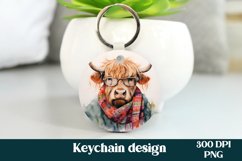 Highland cow keychain design | Cow flower keychain