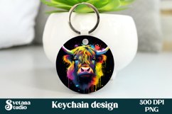 Rainbow highland cow keychain sublimation | Cow keyring