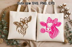 Cute cow bow SVG silhouette | Cute farm animal SVG Product Image 1