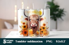 Fall cow tumbler PNG | Highland cow sublimation