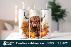 Fall cow tumbler PNG | Highland cow sublimation design