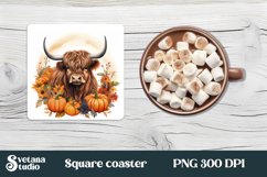 Highland cow sunflower square coaster | Cow coaster Product Image 1