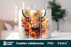 Highland cow tumbler wrap sublimation design