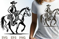 Cowboy Illustration SVG File | Western SVG File | Horse SVG Product Image 1