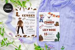 Editable Cowboy Baby Shower Invitation Canva Template Product Image 1