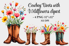Cowboy Boots with Wildflowers Clipart Product Image 1