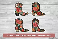 Cowboy Boots Stickers | Vintage Cowgirl Style Printable PNG Product Image 1