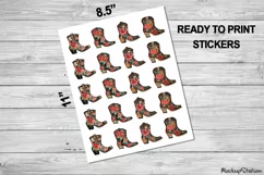 Cowboy Boots Stickers | Vintage Cowgirl Style Printable PNG Product Image 2