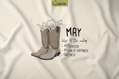 Cowgirl Boots with Birth Month May Flower Clipart Product Image 1