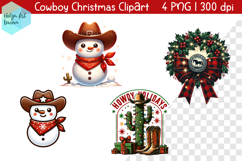 Vintage Cowboy Christmas PNG | Snowman ClipArt Product Image 1